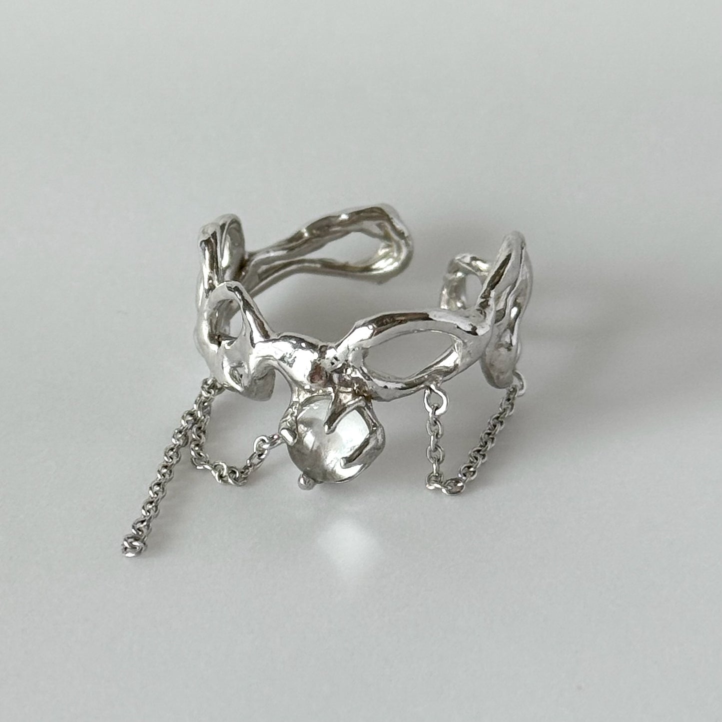 [ crystal ] nuanced mesh silver [ free size ]