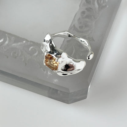 [ colorado topaz ]  melt ring  silver  [ free size ]