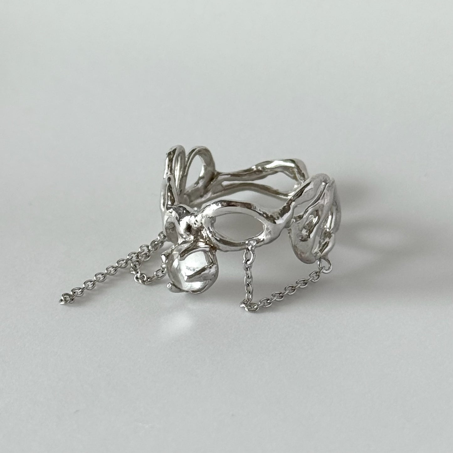 [ crystal ] nuanced mesh silver [ free size ]