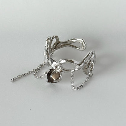 [ smoky quartz ] nuanced mesh silver [ free size ]