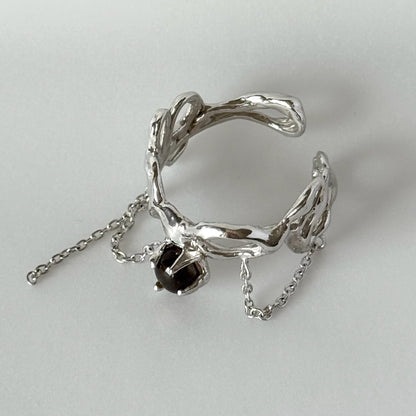 [ smoky quartz ] nuanced mesh silver [ free size ]