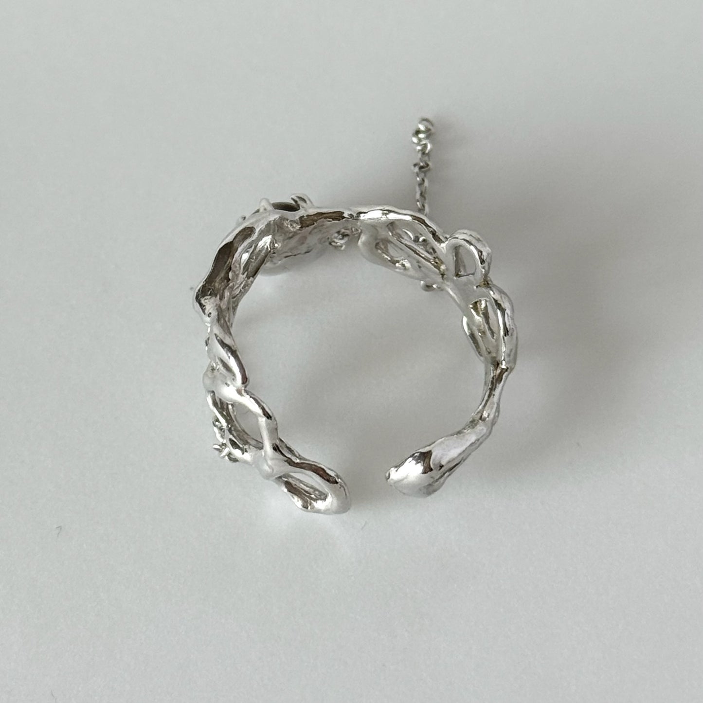 [ smoky quartz ] nuanced mesh silver [ free size ]