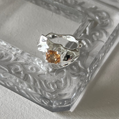 [ colorado topaz ]  melt ring  silver  [ free size ]