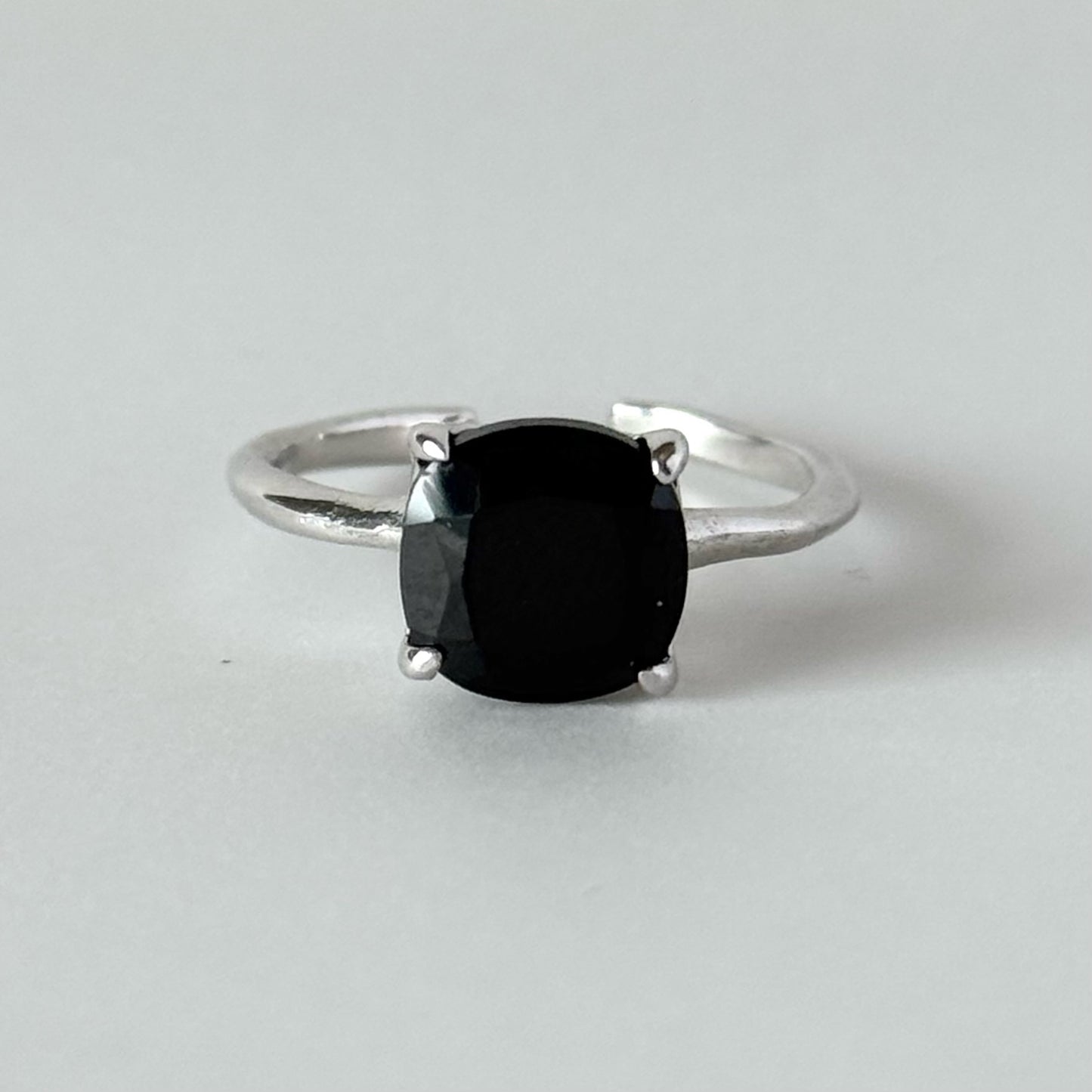 [ black spinel ] square faceted cut silver [ free size ]