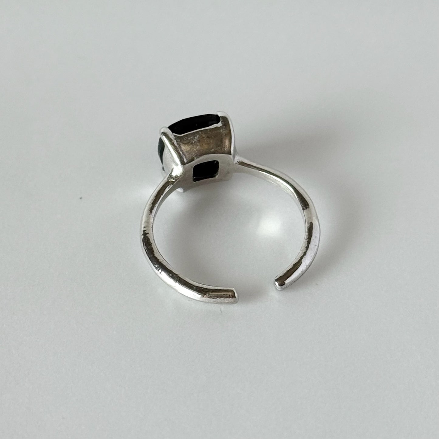 [ black spinel ] square faceted cut silver [ free size ]