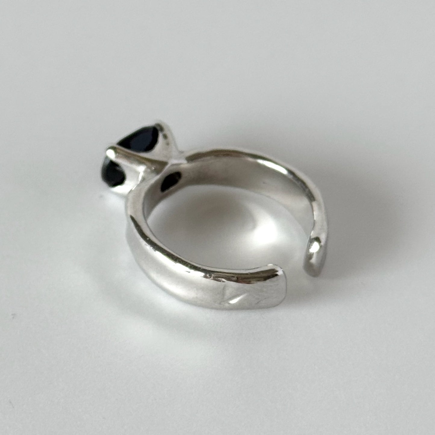 [ black spinel ] um silver ring [ free size ]