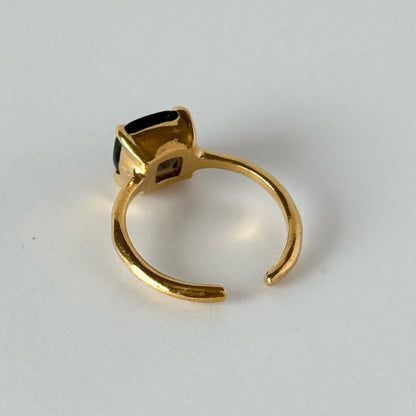 [ smoky quartz ] square faceted cut gold [ free size ]