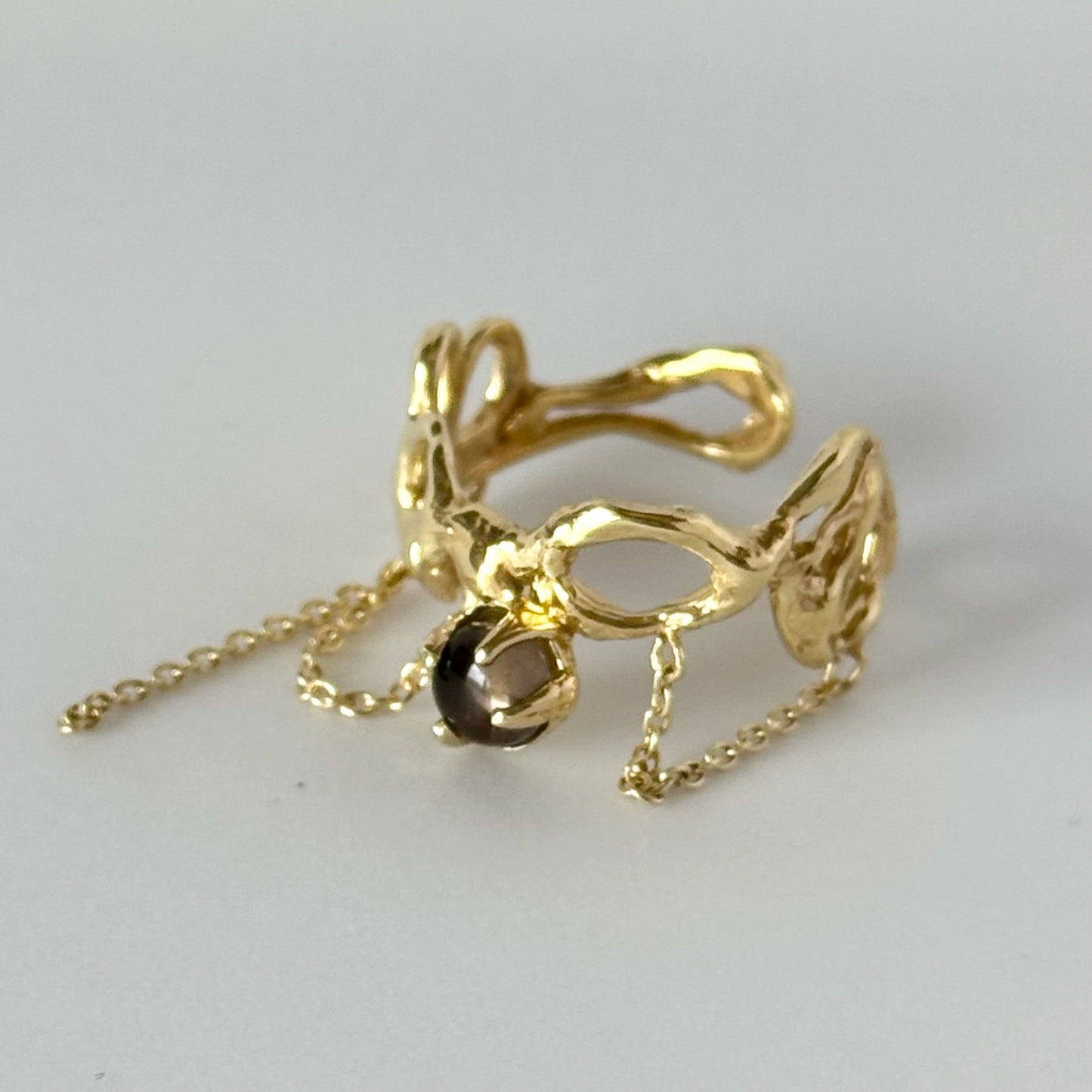 [ smoky quartz ] nuanced mesh gold [ free size ]