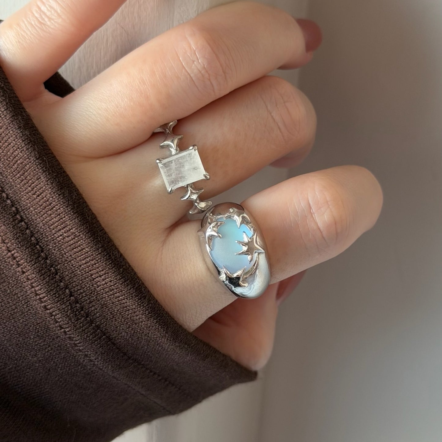 [ frost peach ] twinkle ring silver