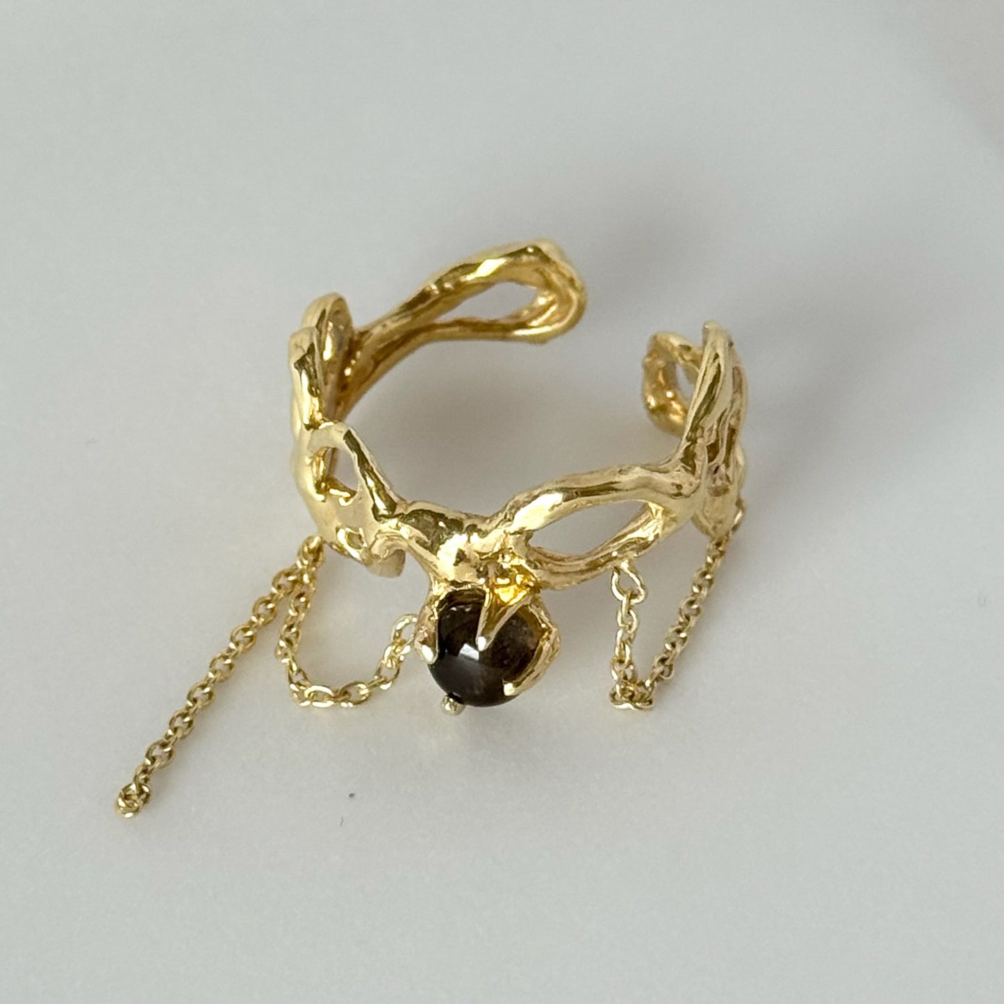 [ smoky quartz ] nuanced mesh gold [ free size ]