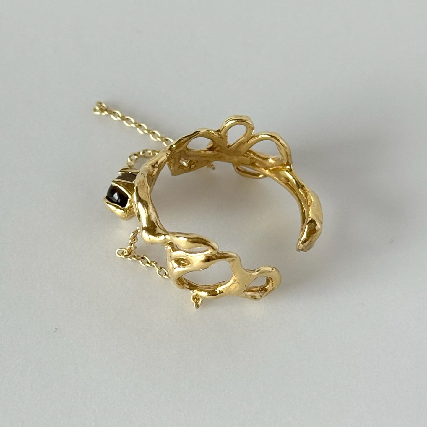 [ smoky quartz ] nuanced mesh gold [ free size ]