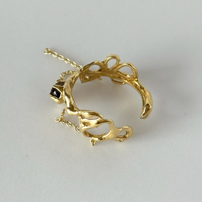 [ smoky quartz ] nuanced mesh gold [ free size ]