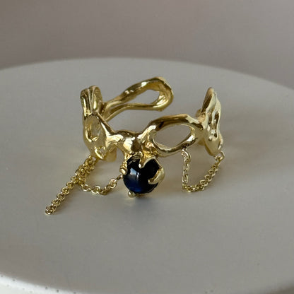 [ labradorite ] nuanced mesh gold [ free size ]