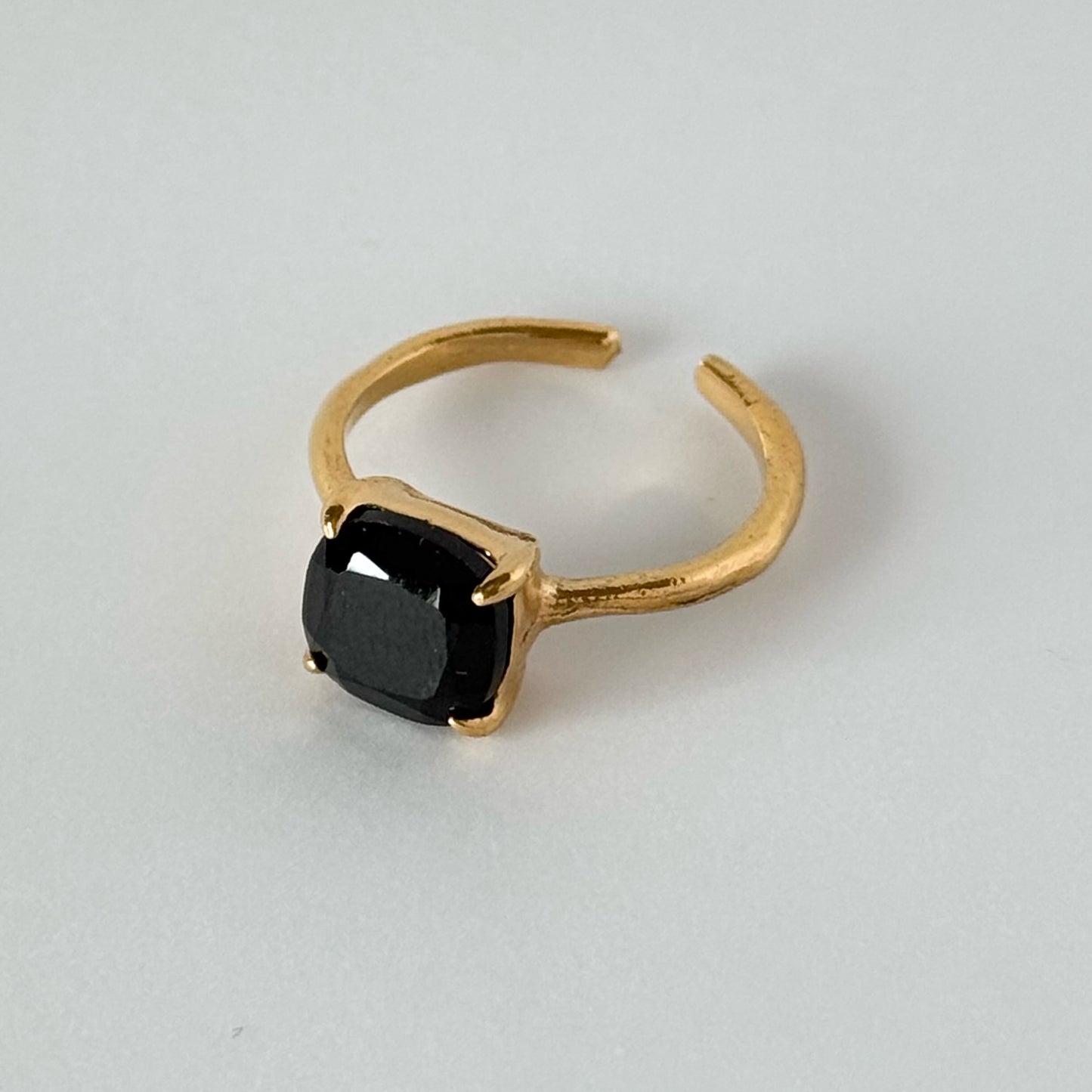 [ black spinel ] square faceted cut gold [ free size ]
