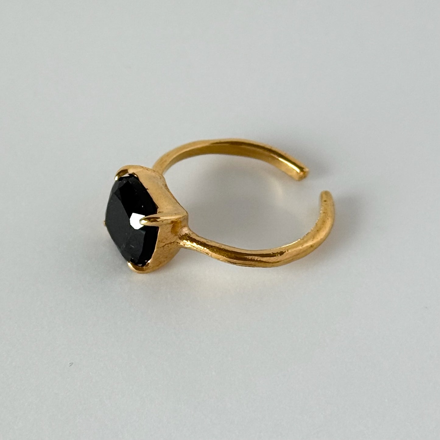 [ black spinel ] square faceted cut gold [ free size ]