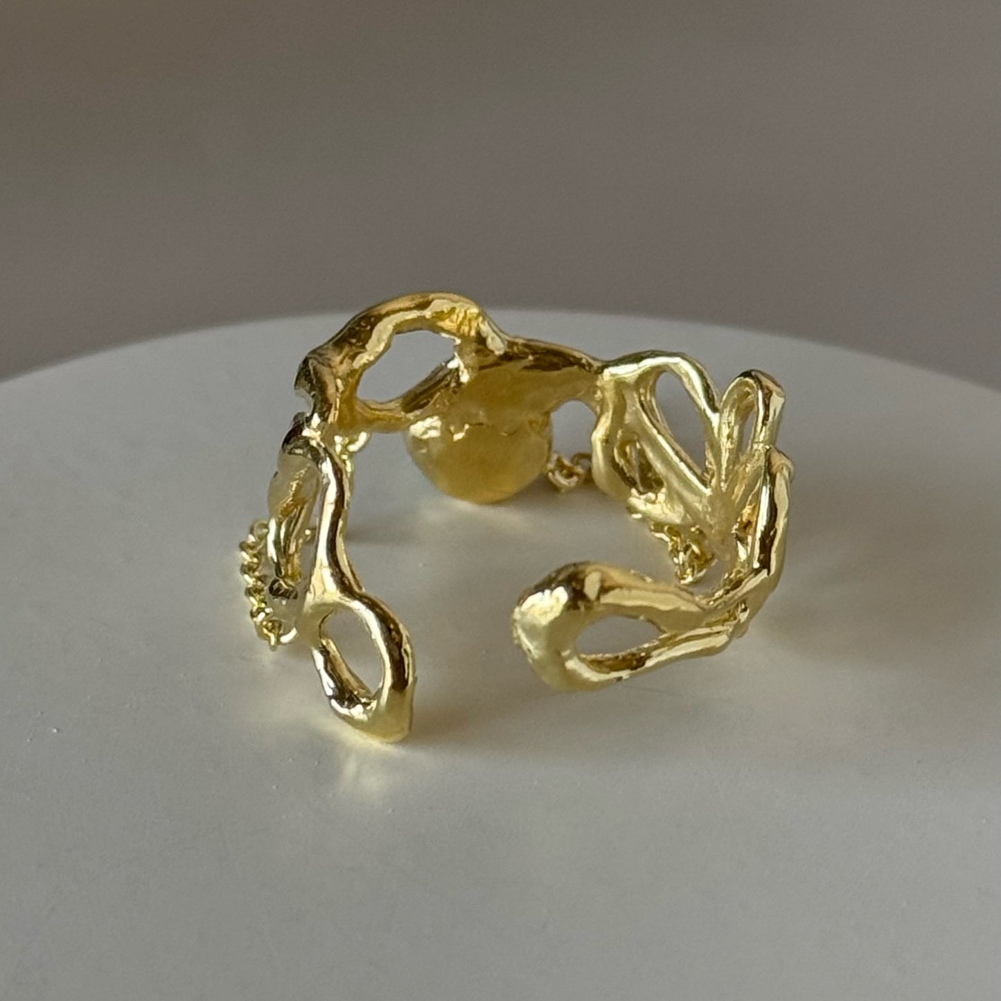 [ labradorite ] nuanced mesh gold [ free size ]