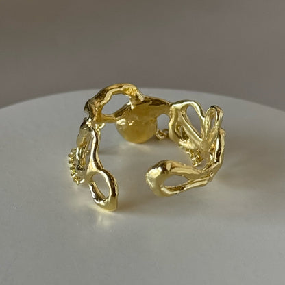 [ labradorite ] nuanced mesh gold [ free size ]