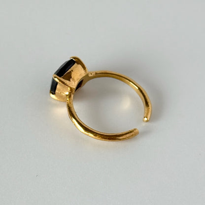 [ black spinel ] square faceted cut gold [ free size ]