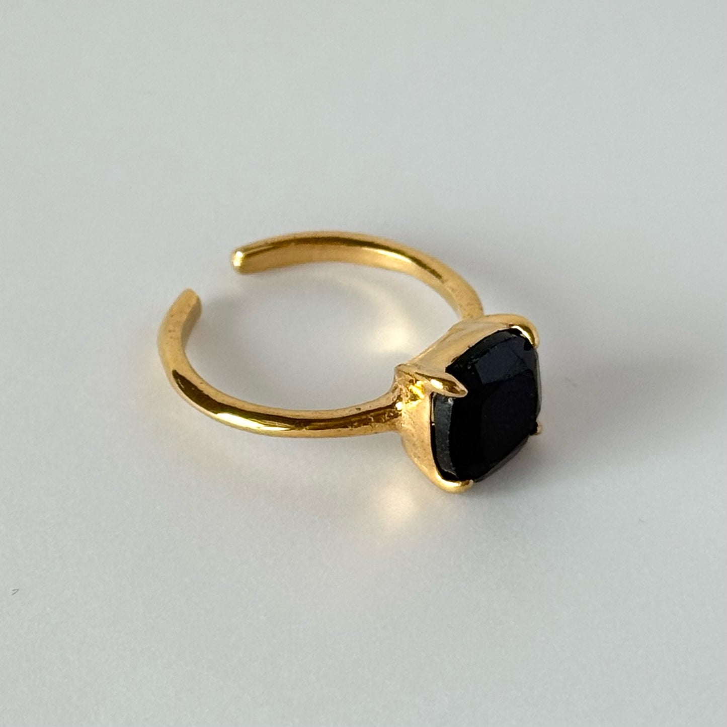 [ black spinel ] square faceted cut gold [ free size ]