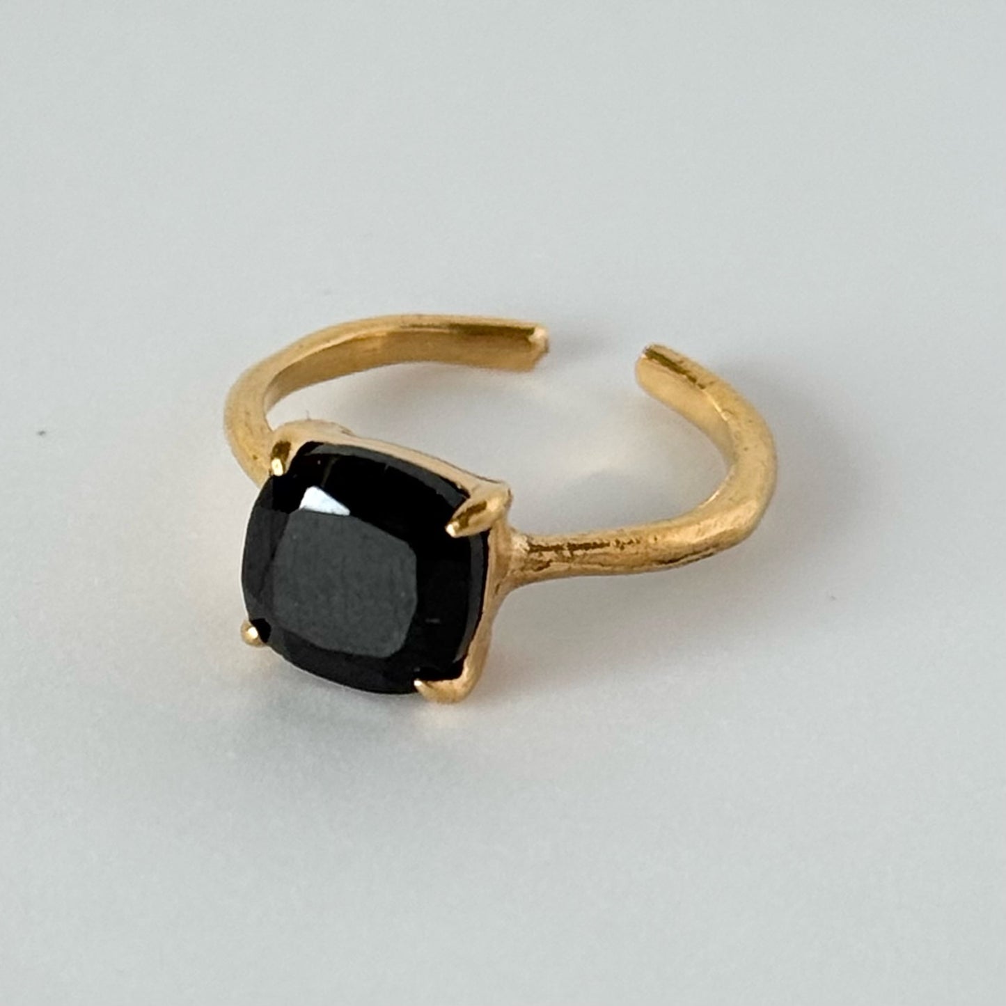 [ black spinel ] square faceted cut gold [ free size ]