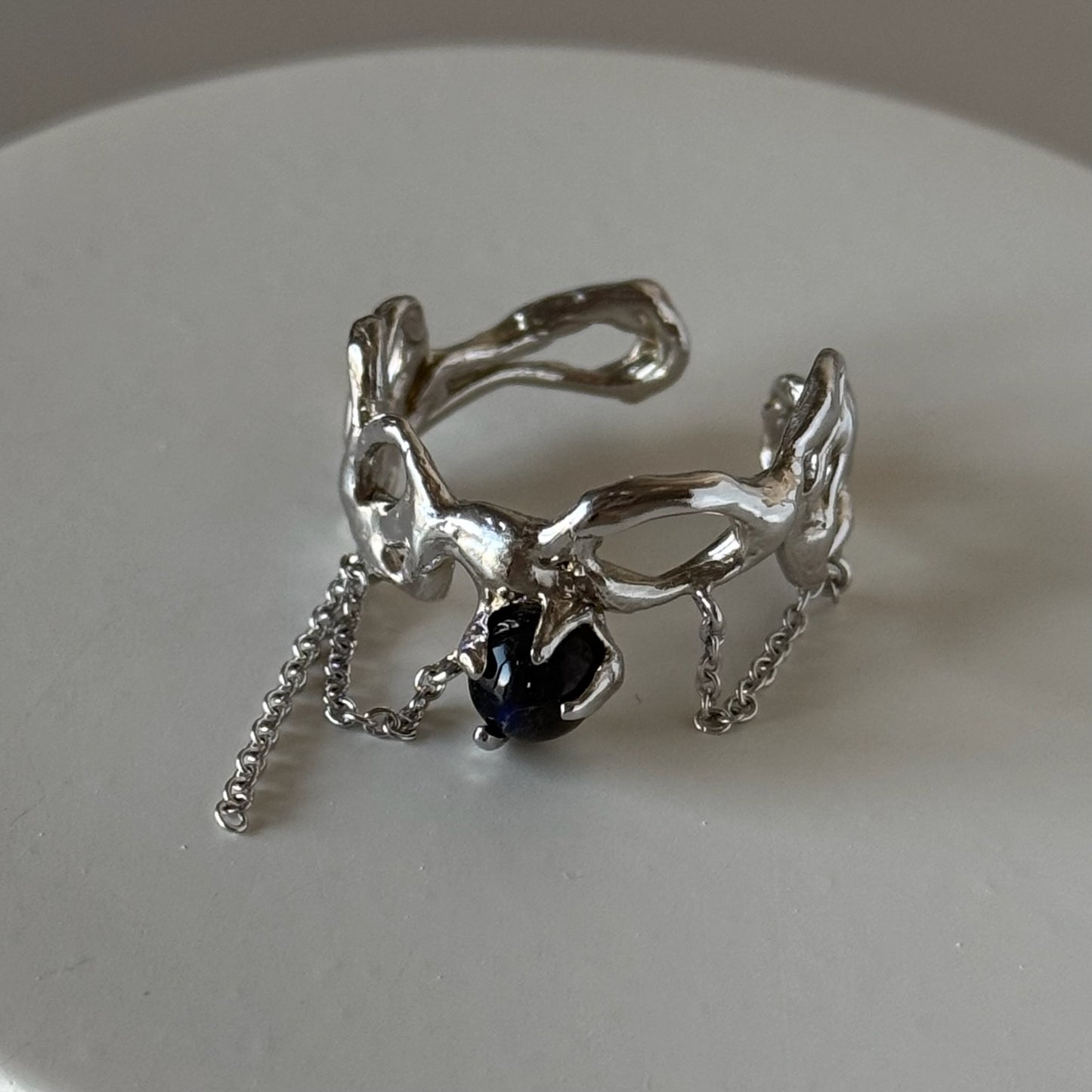 [ labradorite ] nuanced mesh silver [ free size ]