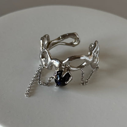 [ labradorite ] nuanced mesh silver [ free size ]