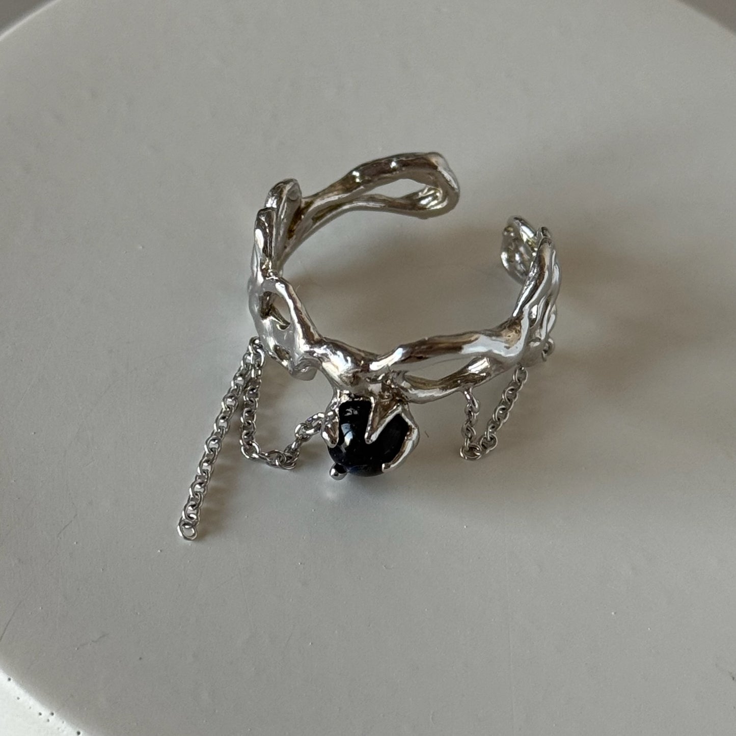 [ labradorite ] nuanced mesh silver [ free size ]