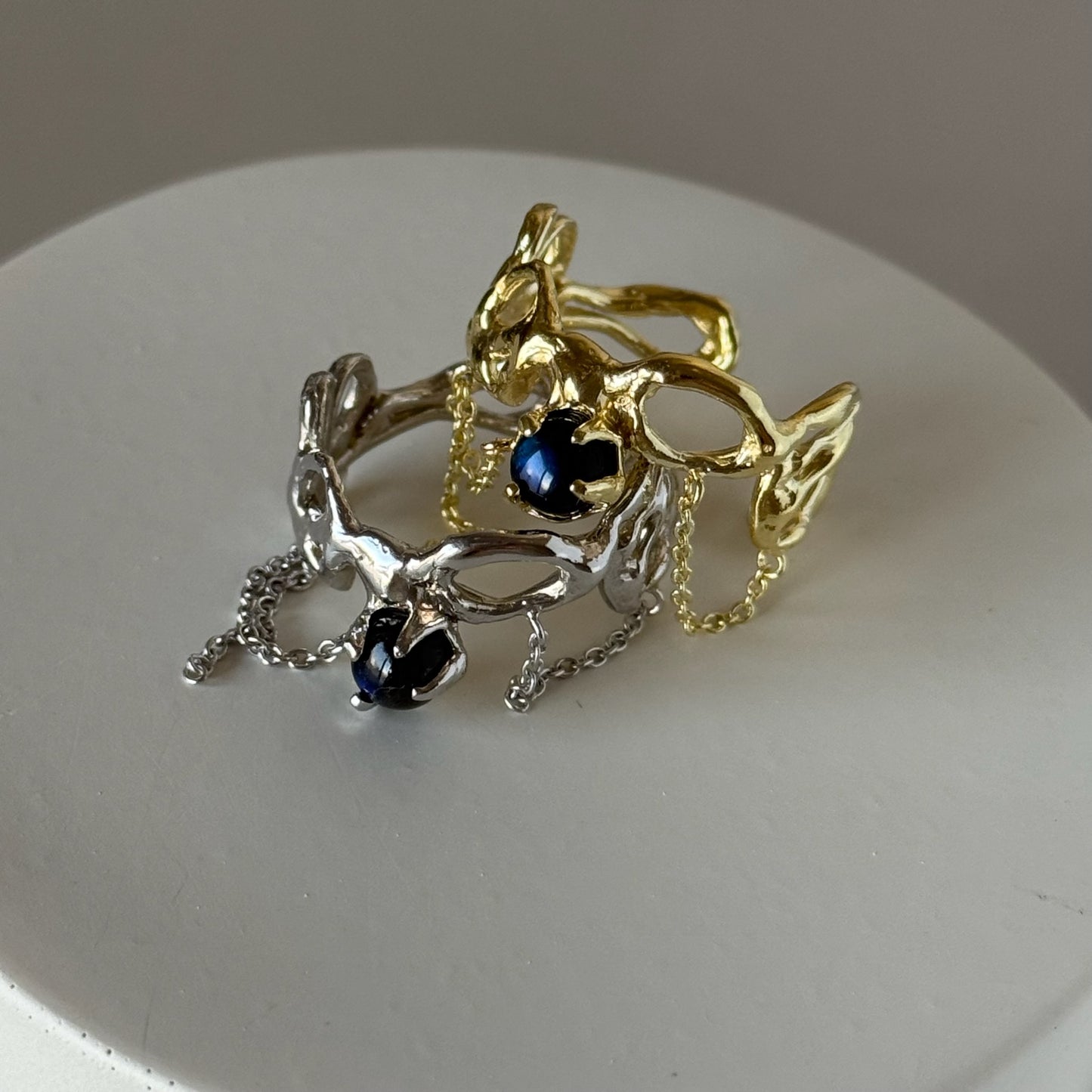 [ labradorite ] nuanced mesh gold [ free size ]