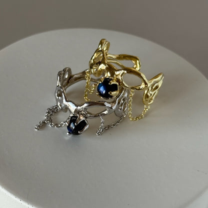 [ labradorite ] nuanced mesh gold [ free size ]