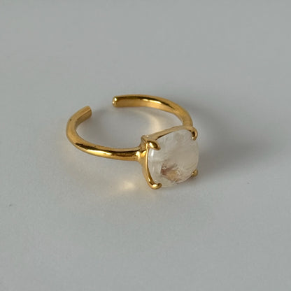 [ moon stone ] square faceted cut gold [ free size ]