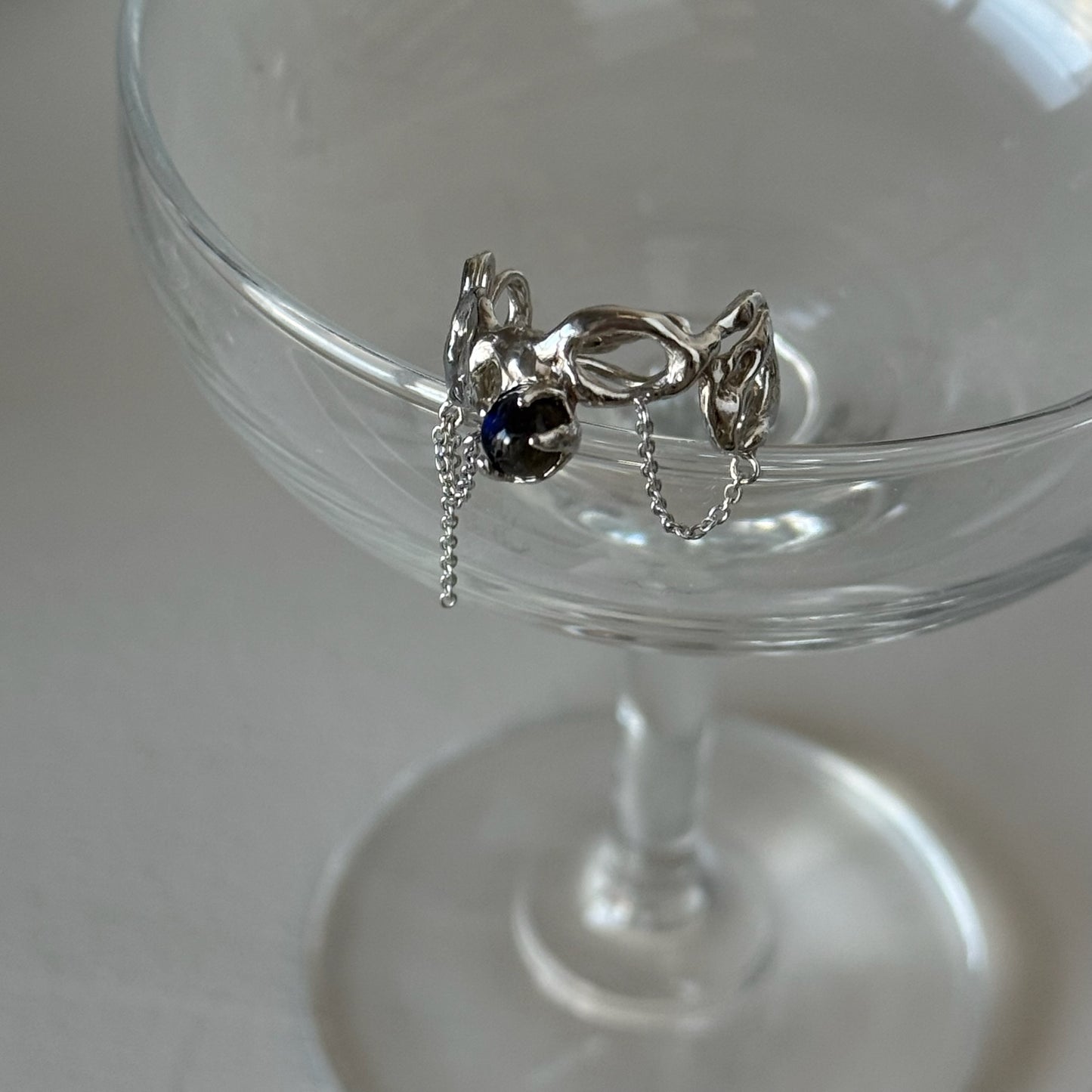 [ labradorite ] nuanced mesh silver [ free size ]