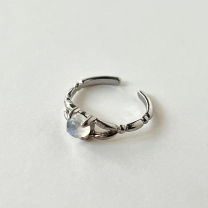 [ rainbow moon stone ] spring ring silver