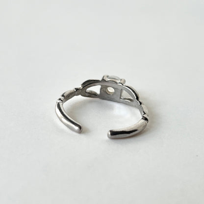 [ rainbow moon stone ] spring ring silver