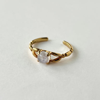 [ rainbow moon stone ] spring ring gold