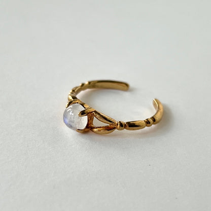 [ rainbow moon stone ] spring ring gold