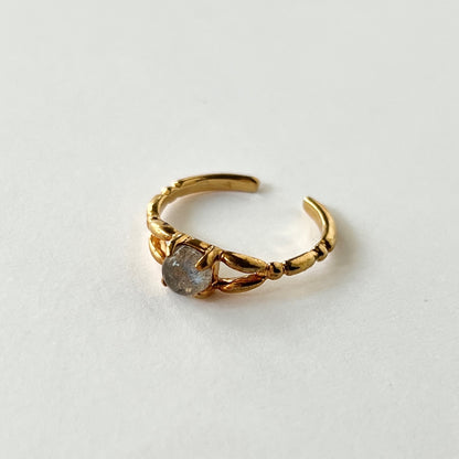 [ labradorite ] spring ring gold