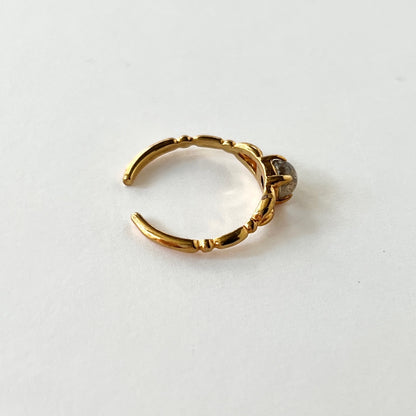 [ labradorite ] spring ring gold