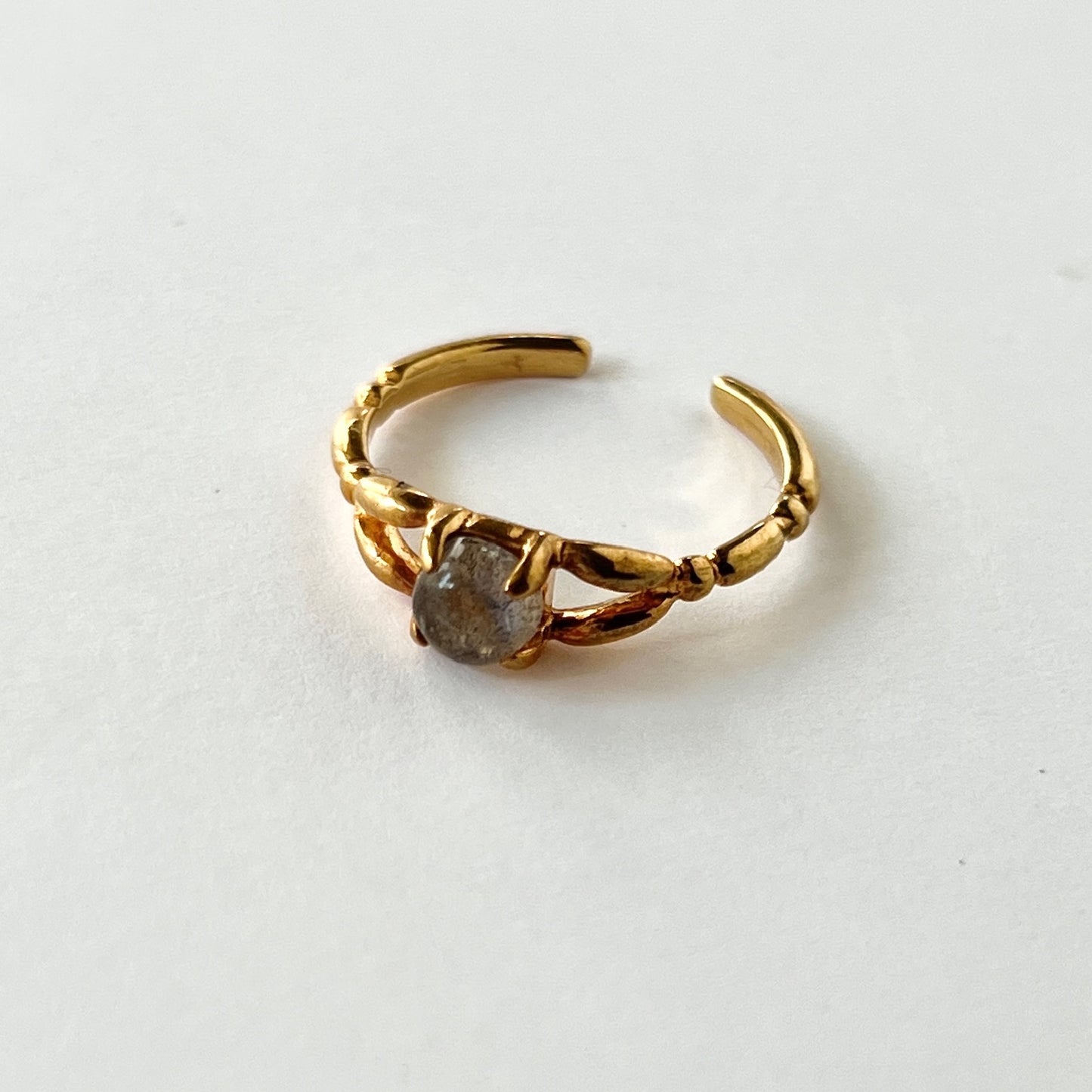 [ labradorite ] spring ring gold