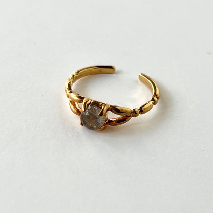 [ labradorite ] spring ring gold
