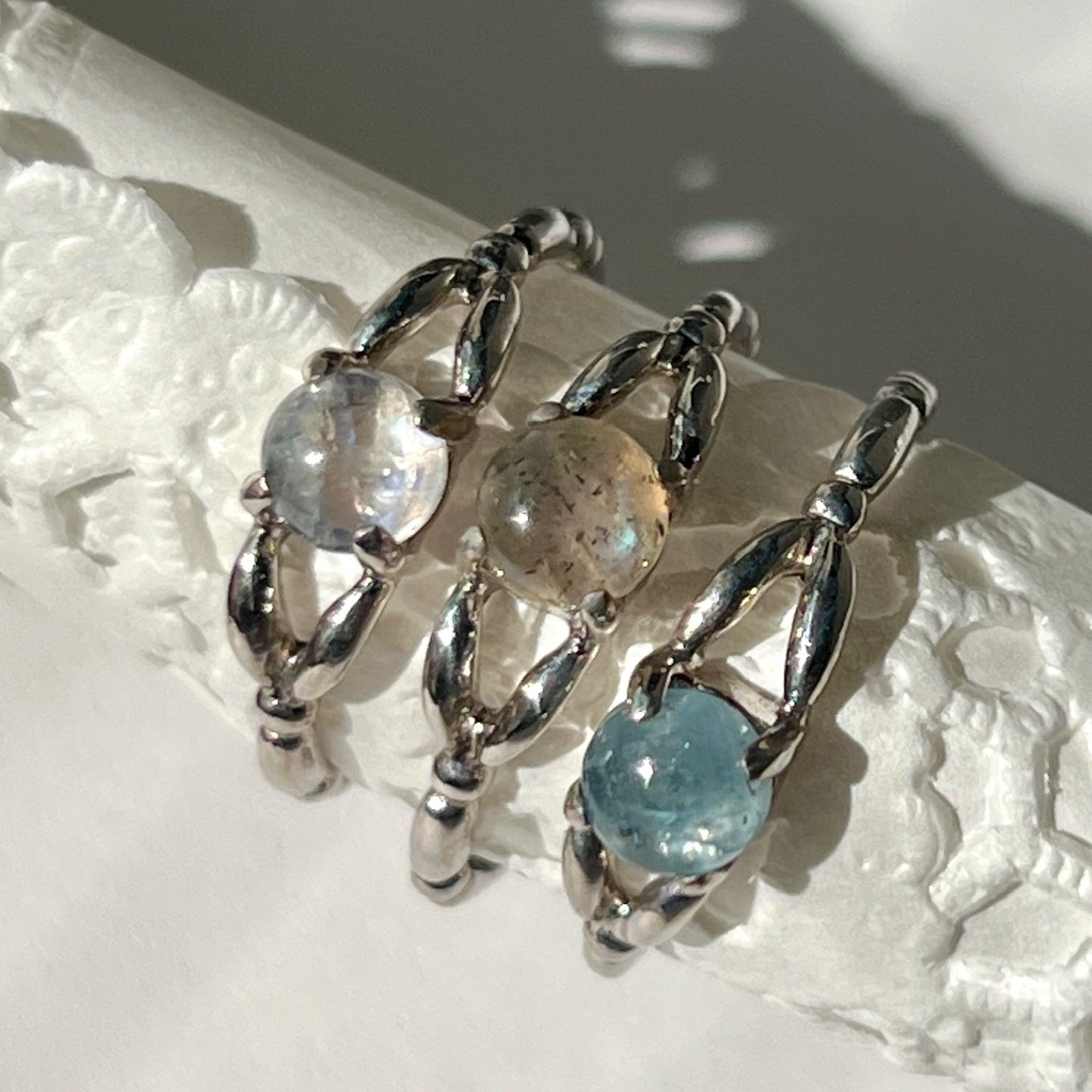 [ aqua kyanite ] spring ring silver