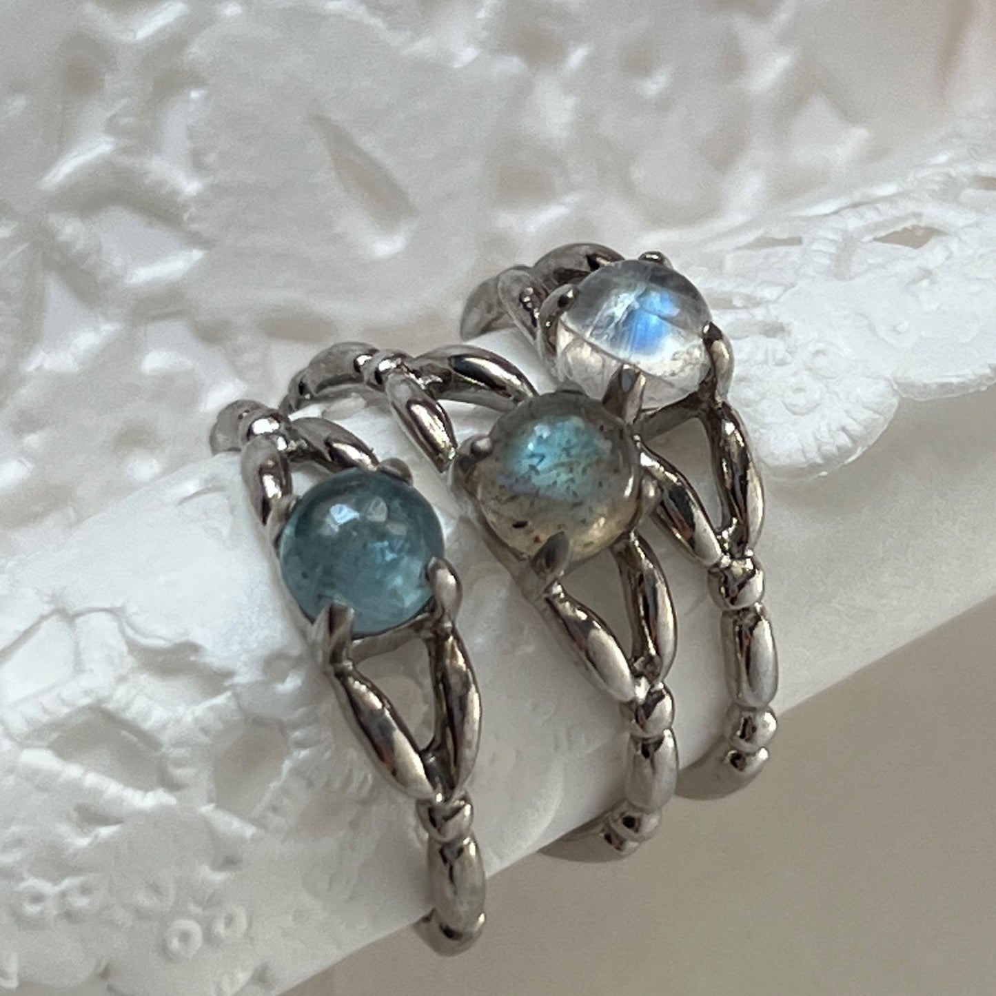 [ labradorite ] spring ring silver