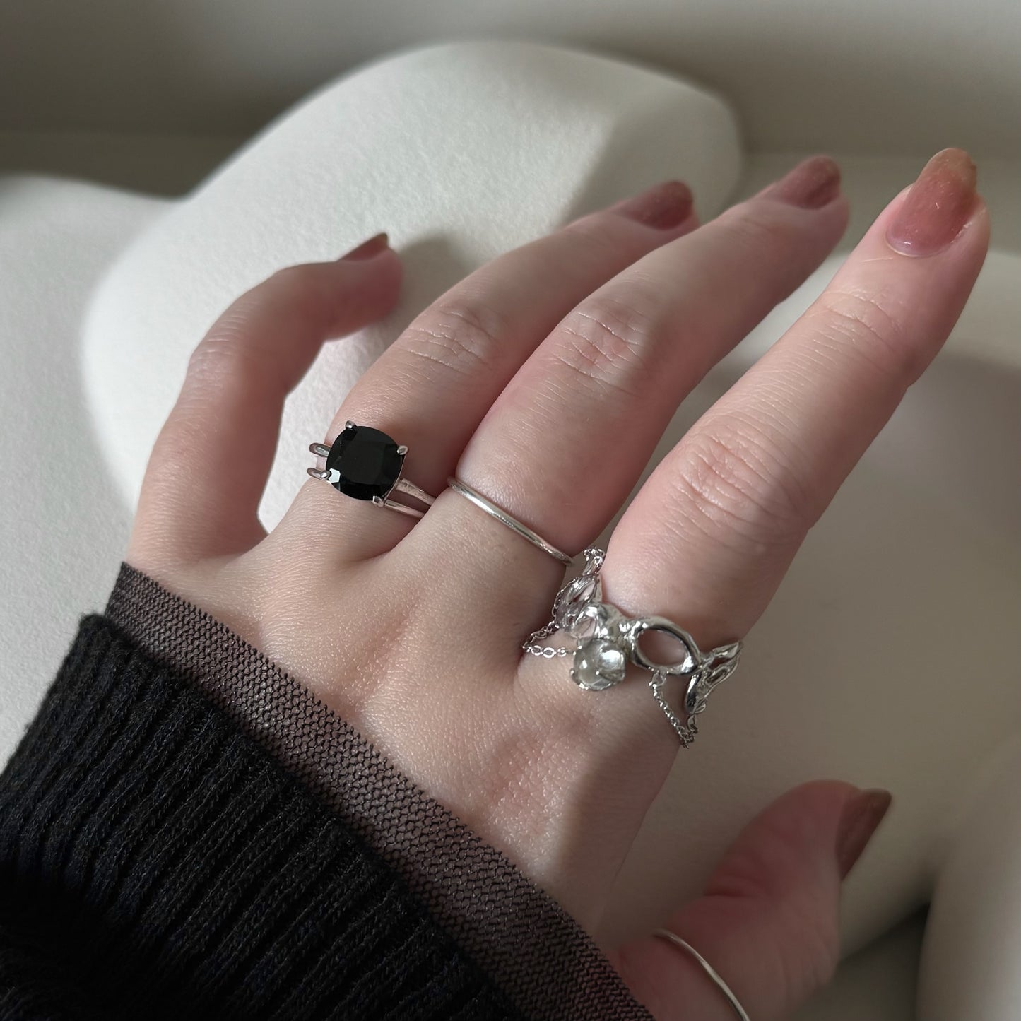 [ crystal ] nuanced mesh silver [ free size ]