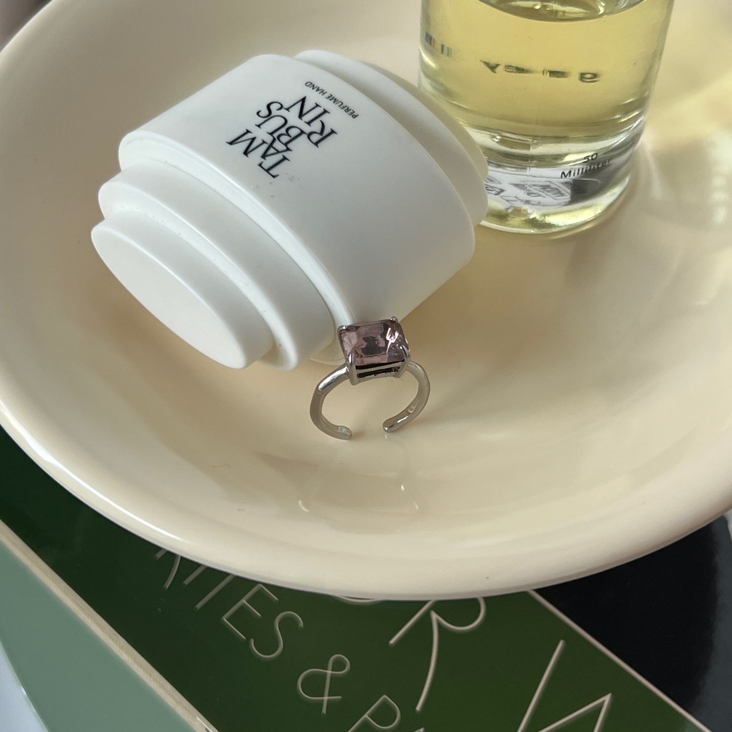 [ light pink ] gem OCTAGON silver [free size]