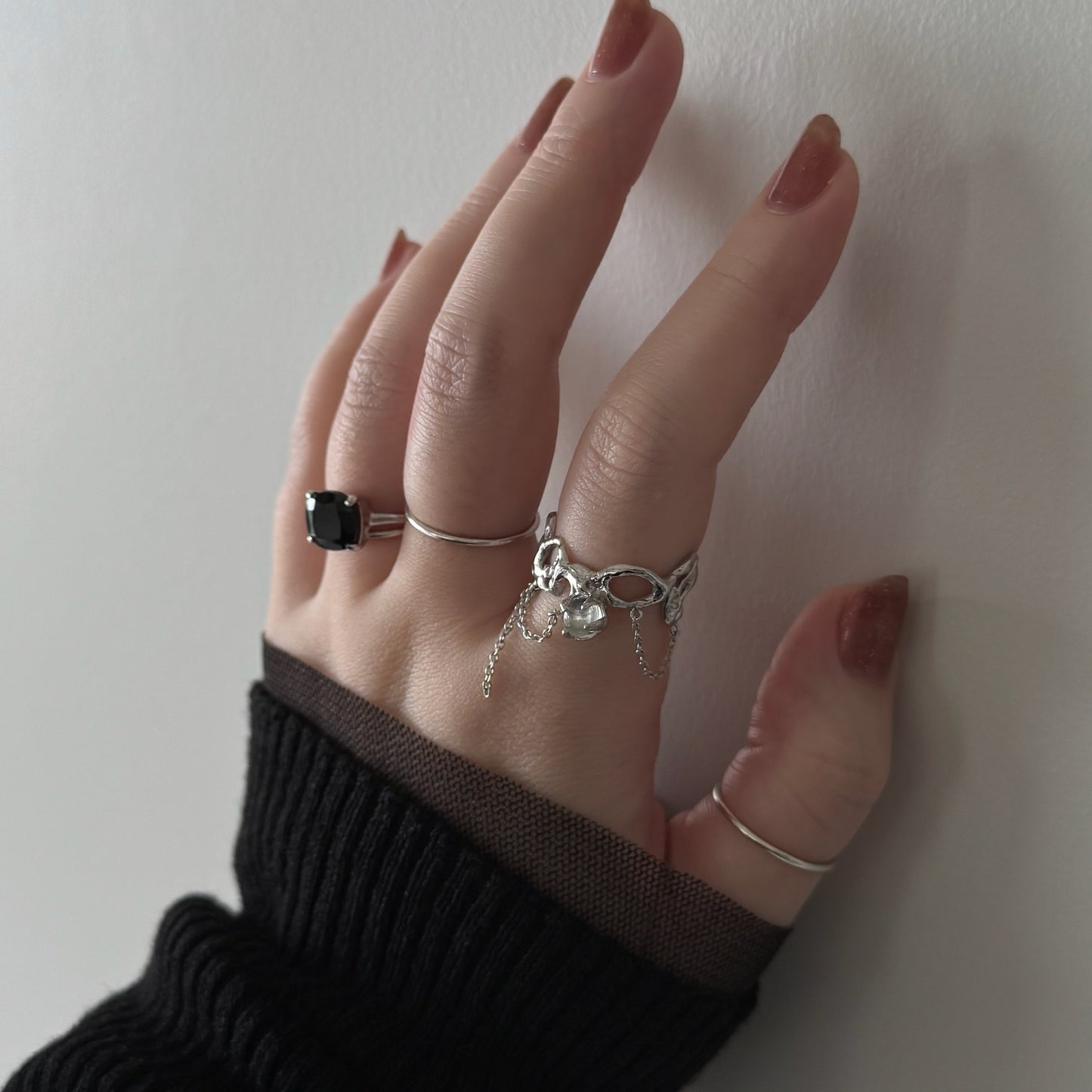 [ crystal ] nuanced mesh silver [ free size ]