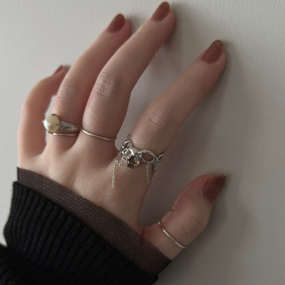 [ smoky quartz ] nuanced mesh silver [ free size ]