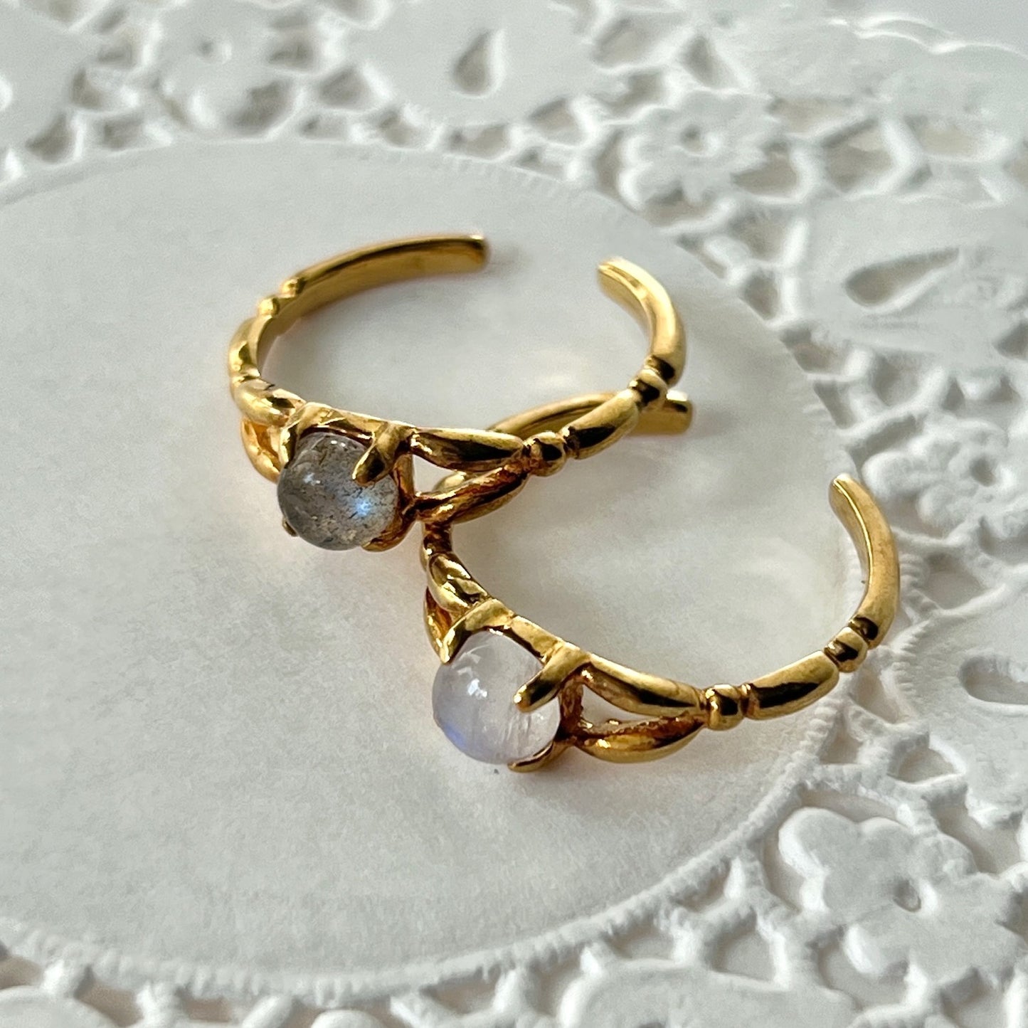 [ labradorite ] spring ring gold
