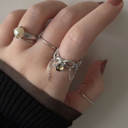 [ smoky quartz ] nuanced mesh silver [ free size ]