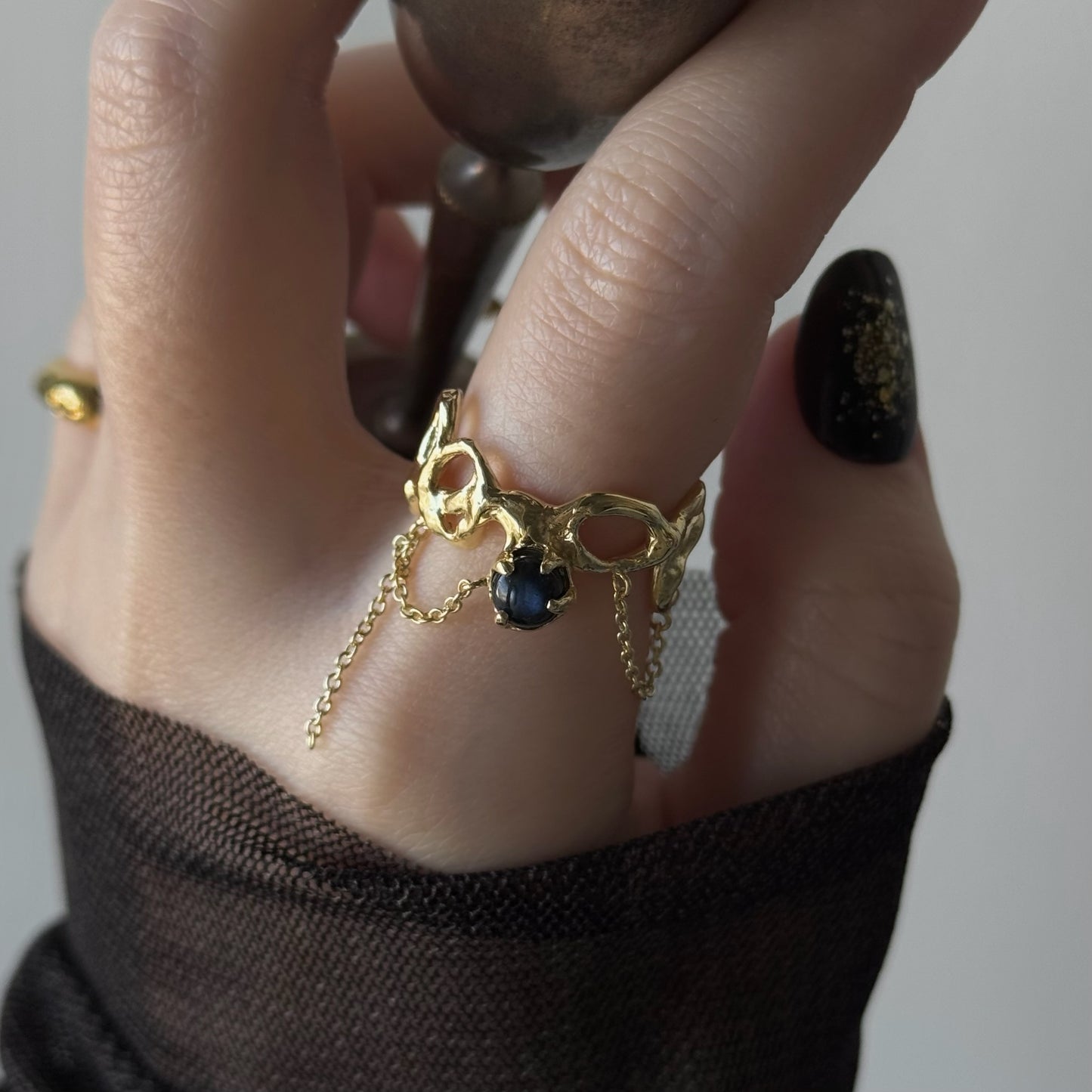 [ labradorite ] nuanced mesh gold [ free size ]