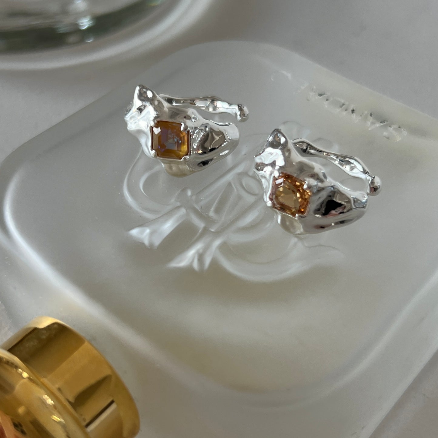 [ colorado topaz ]  melt ring  silver  [ free size ]