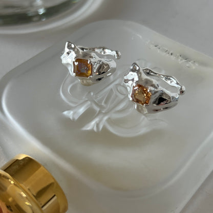 [ colorado topaz ]  melt ring  silver  [ free size ]